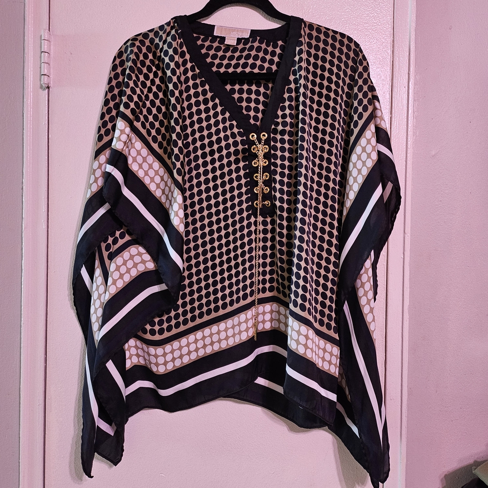 Michael Kors Polka Dot Blouse with Gold Accents